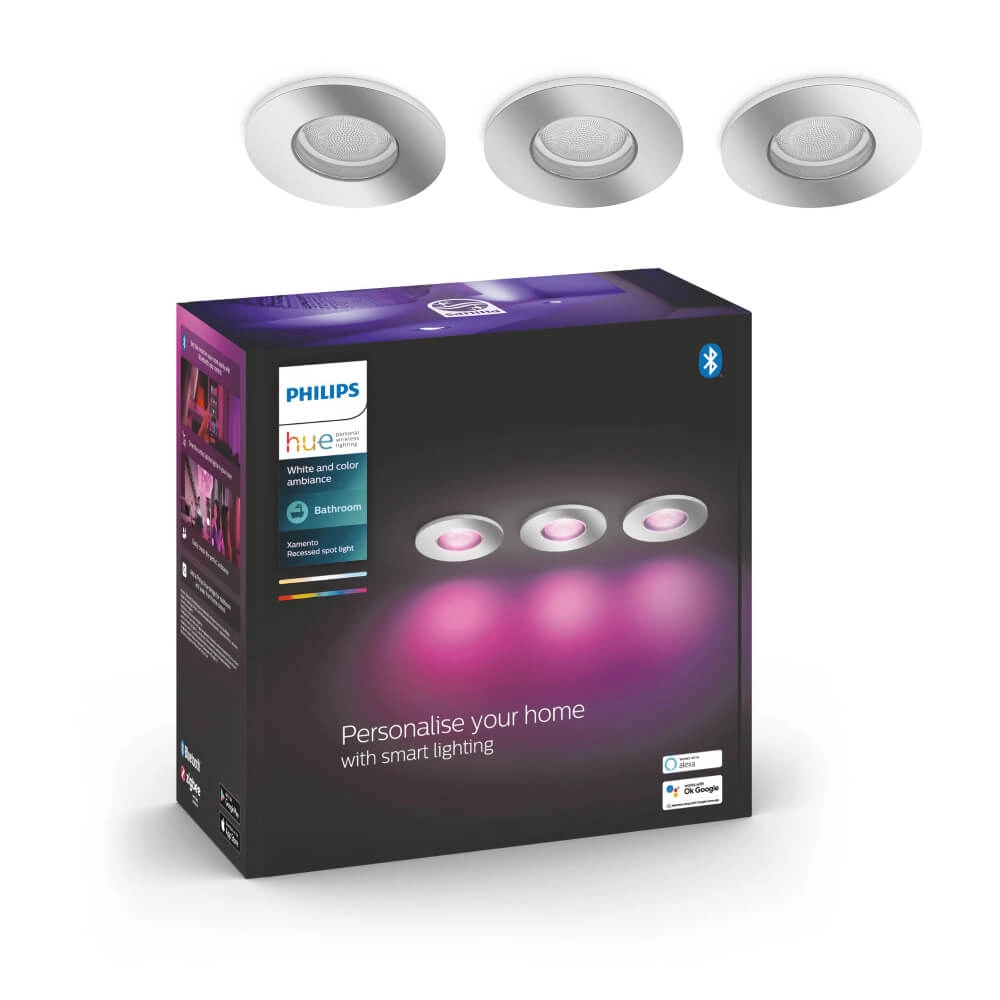 Inbouwspots Hue Xamento - White and color set van 3 RVS spots Philips 8719514355392