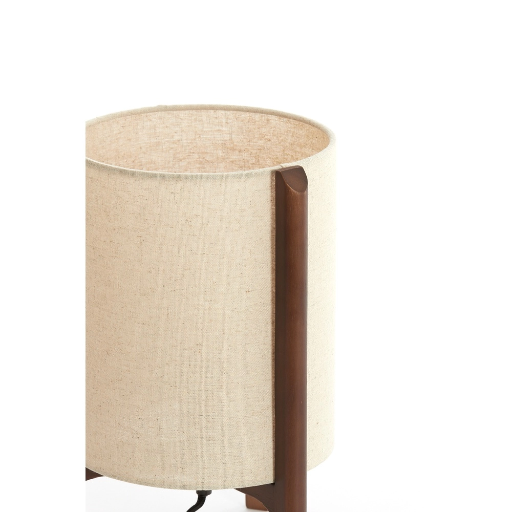 Schemerlamp Litto Ø 22cm - walnoot met naturel linnen Light & Living 8717807792671