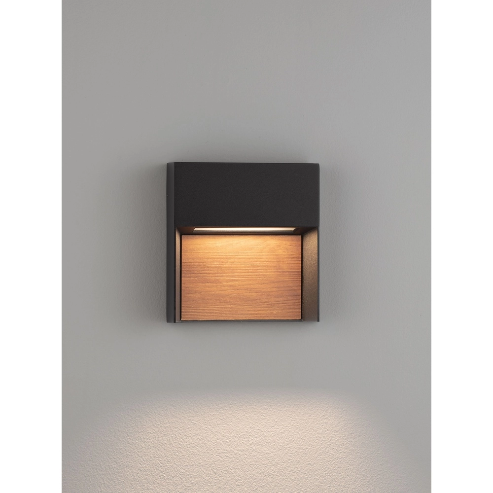 Design wandlamp Noray zwart met hout - 2700K Lyora 5212063504295