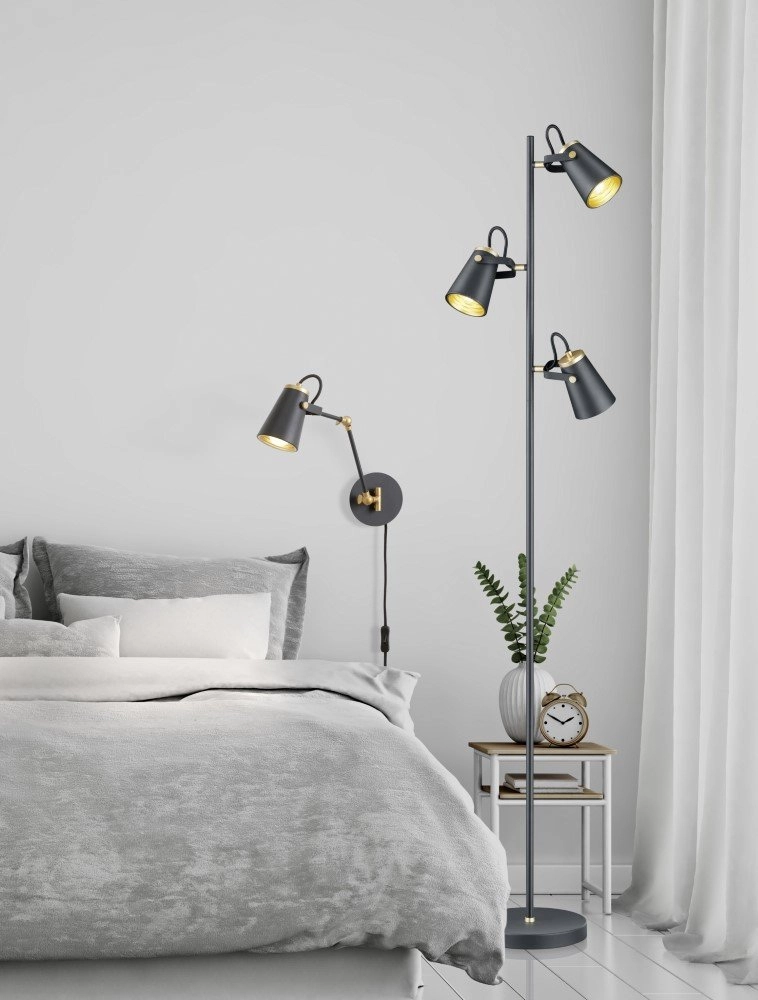 Leeslamp Edward zwart met goud Trio 4017807388473
