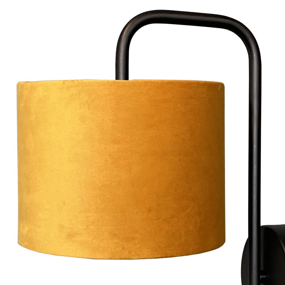 Zwarte wandlamp Venus met okergele lampenkap Masterlight 8718121251226