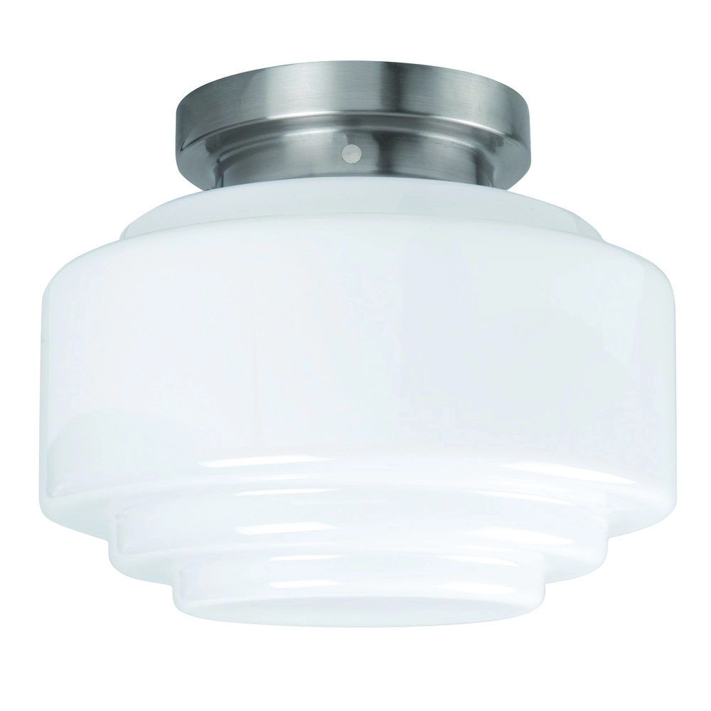 Nikkel plafondlamp Cambridge met wit glas Ø 30cm