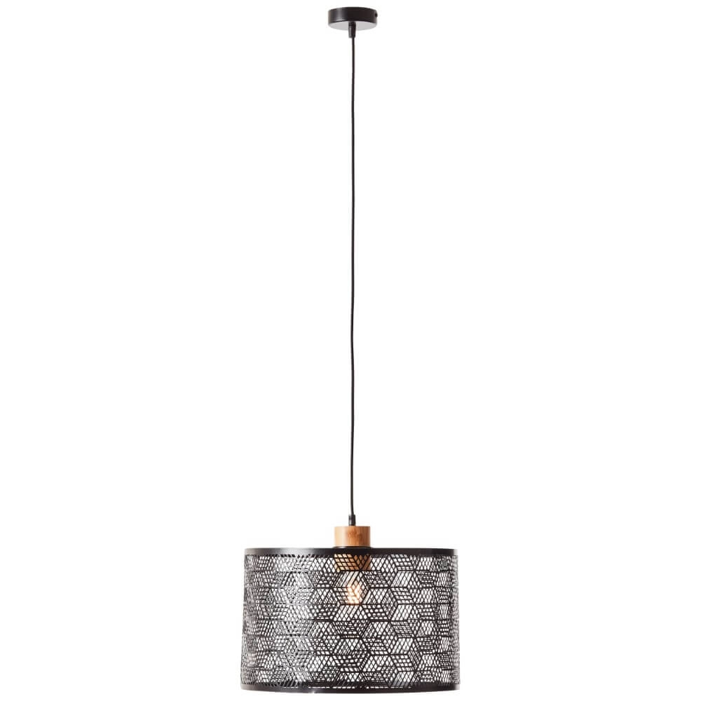 Hanglamp Santy 39cm zwart met hout