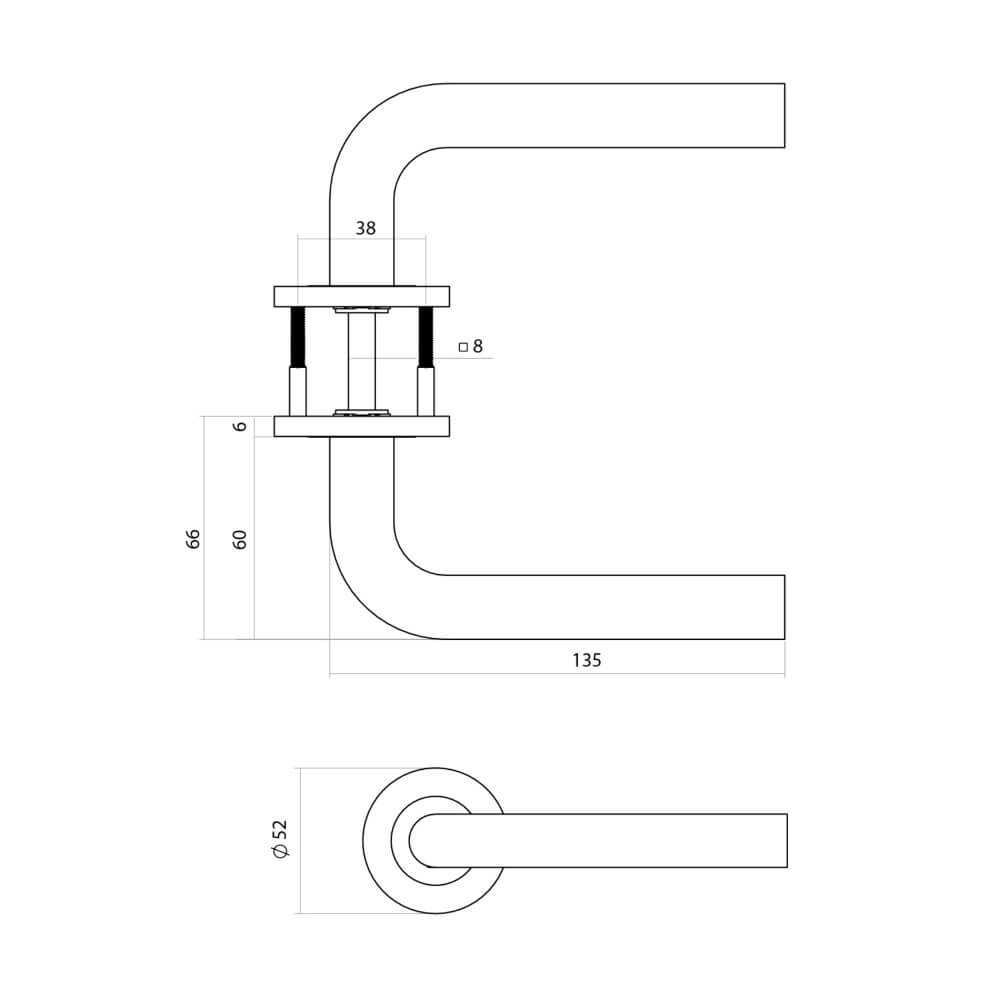 Deurklink Q 02 op rond rozet antraciet Intersteel 8714186695074