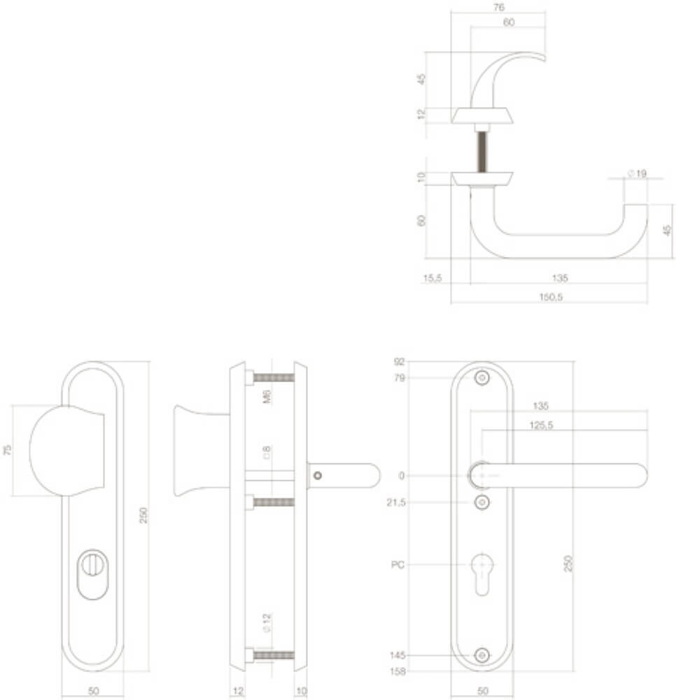 Voordeurbeslag Vurano kerntrekbeveiliging ovaal PC 72mm RVS Intersteel 8714186393680