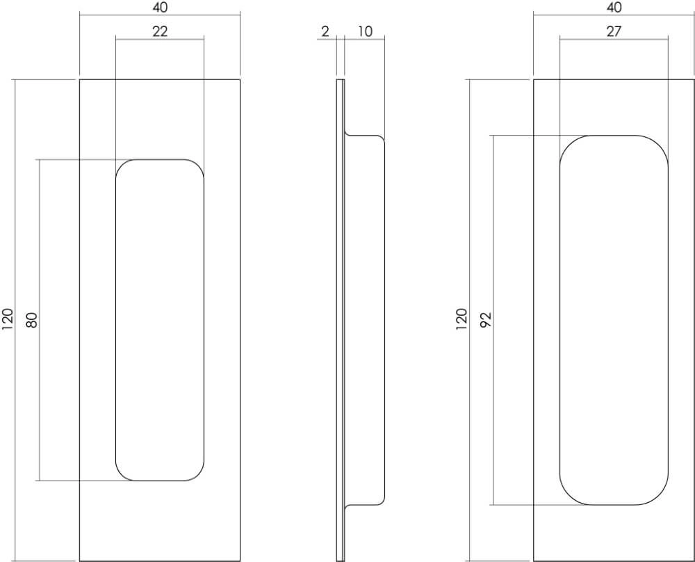 Schuifdeurkom Alvro rechthoek zwart Intersteel 8714186443262