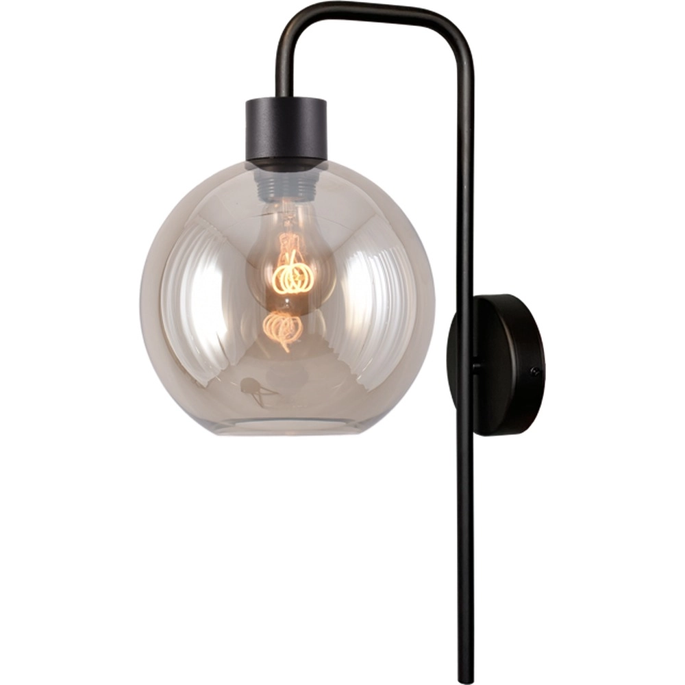 Wandlamp Lazise zwart met amber glas