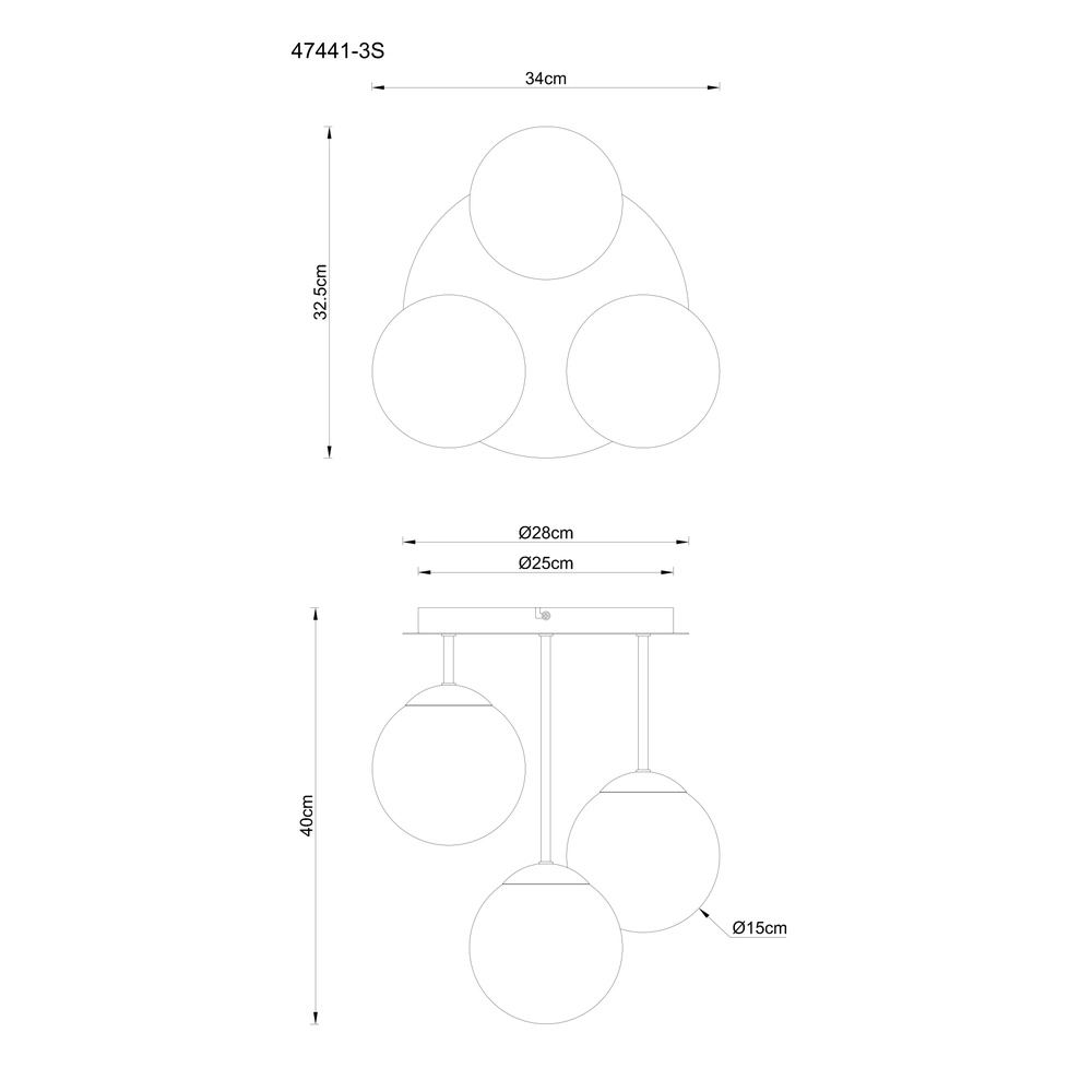 3-lichts plafondlamp Harmon zwart Globo 9007371583928