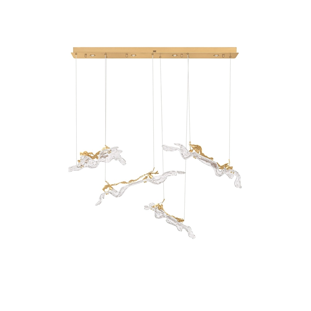 Gouden hanglamp Avesa met helder glas 128cm Lyora 5212063500426
