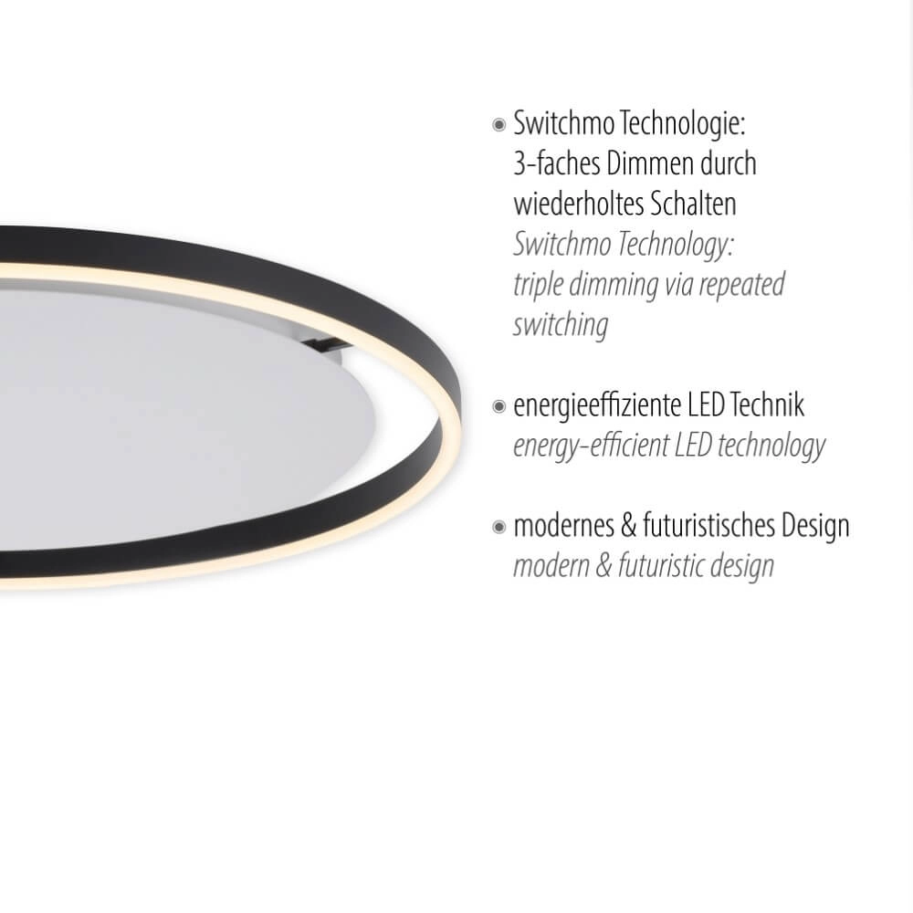 Plafondlamp Ritus zwart Ø 58,5cm Just Light 4043689983932