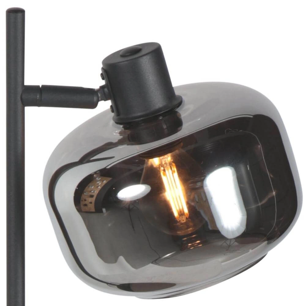 Zwarte tafellamp Tenebris met smoke glas Steinhauer 8712746178142