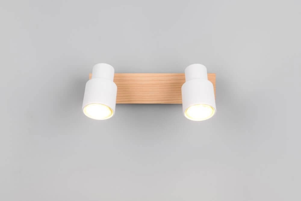 2-lichts plafondlamp Pierre wit met hout Trio 4017807638165