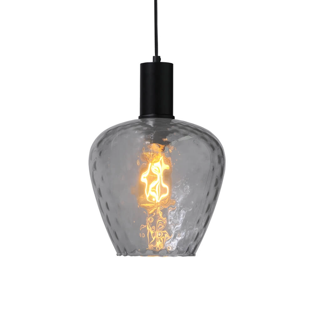 Hanglamp zwart Porto met Diamond smoke glas - Ø 21cm