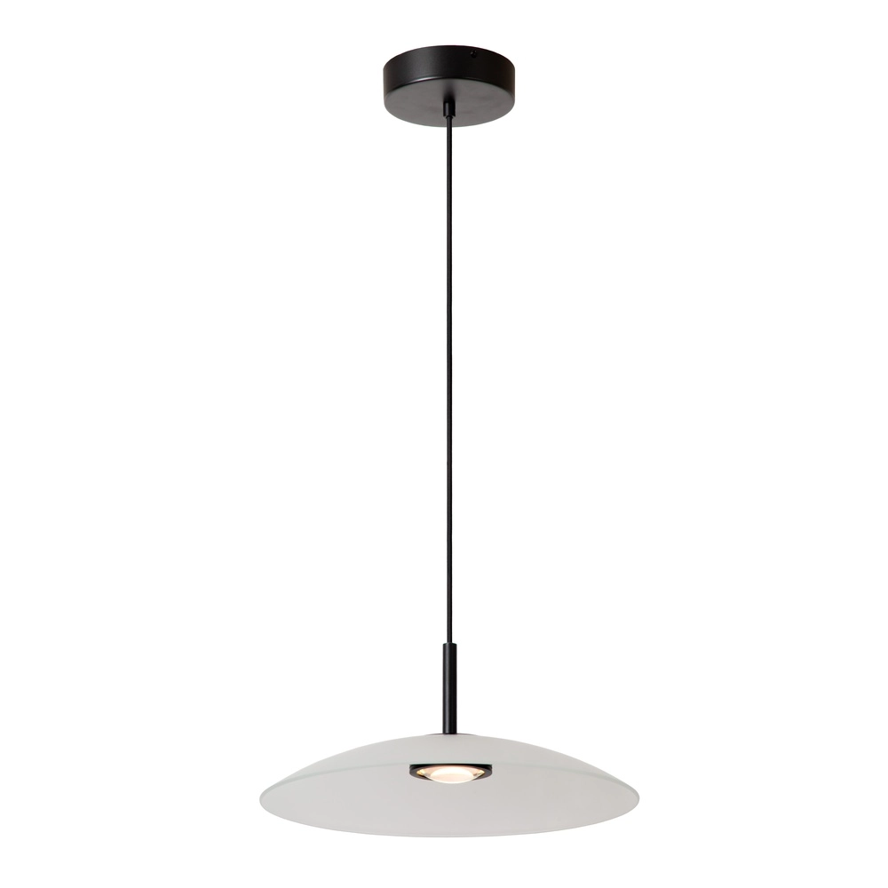 Strakke hanglamp Menga Ø 40cm wit glas