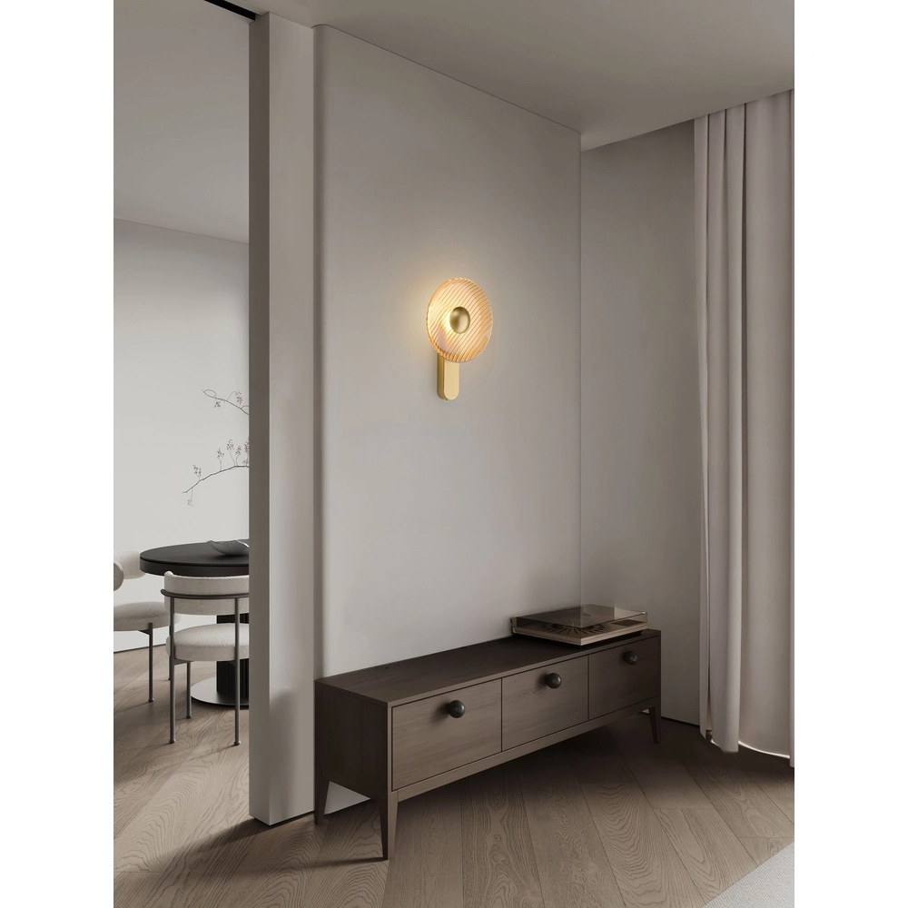 Design wandlamp Lavina goud met amber glas Ø 25cm