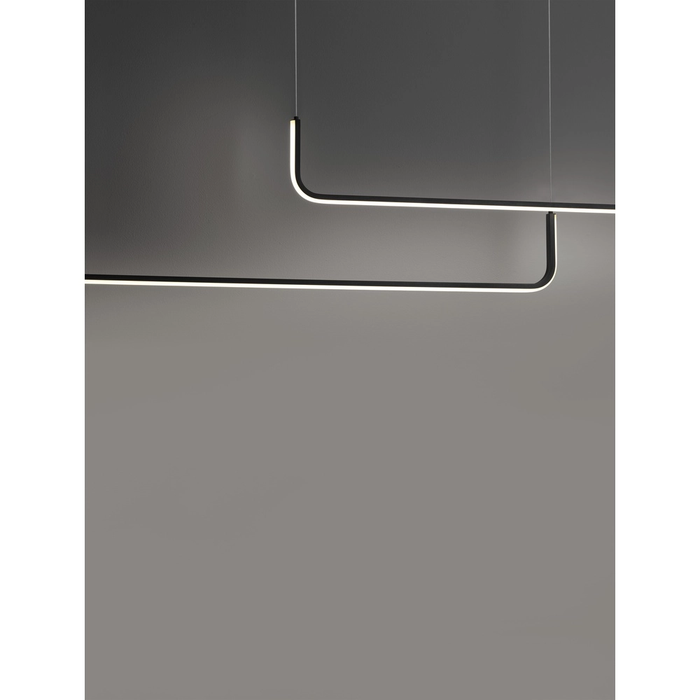 Strakke hanglamp Strita zwart dubbel 3000K Lyora 5212017448392