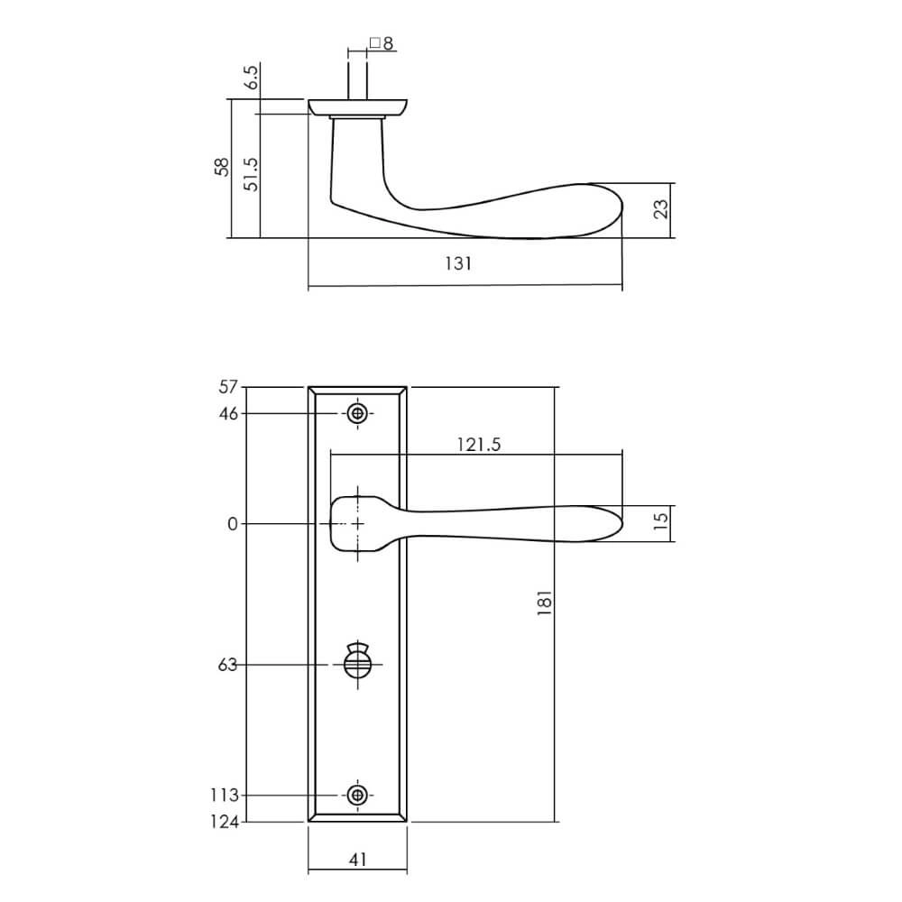 Deurklink Banaan WC-sluiting 63/8 messing getrommeld Intersteel 8714186485866