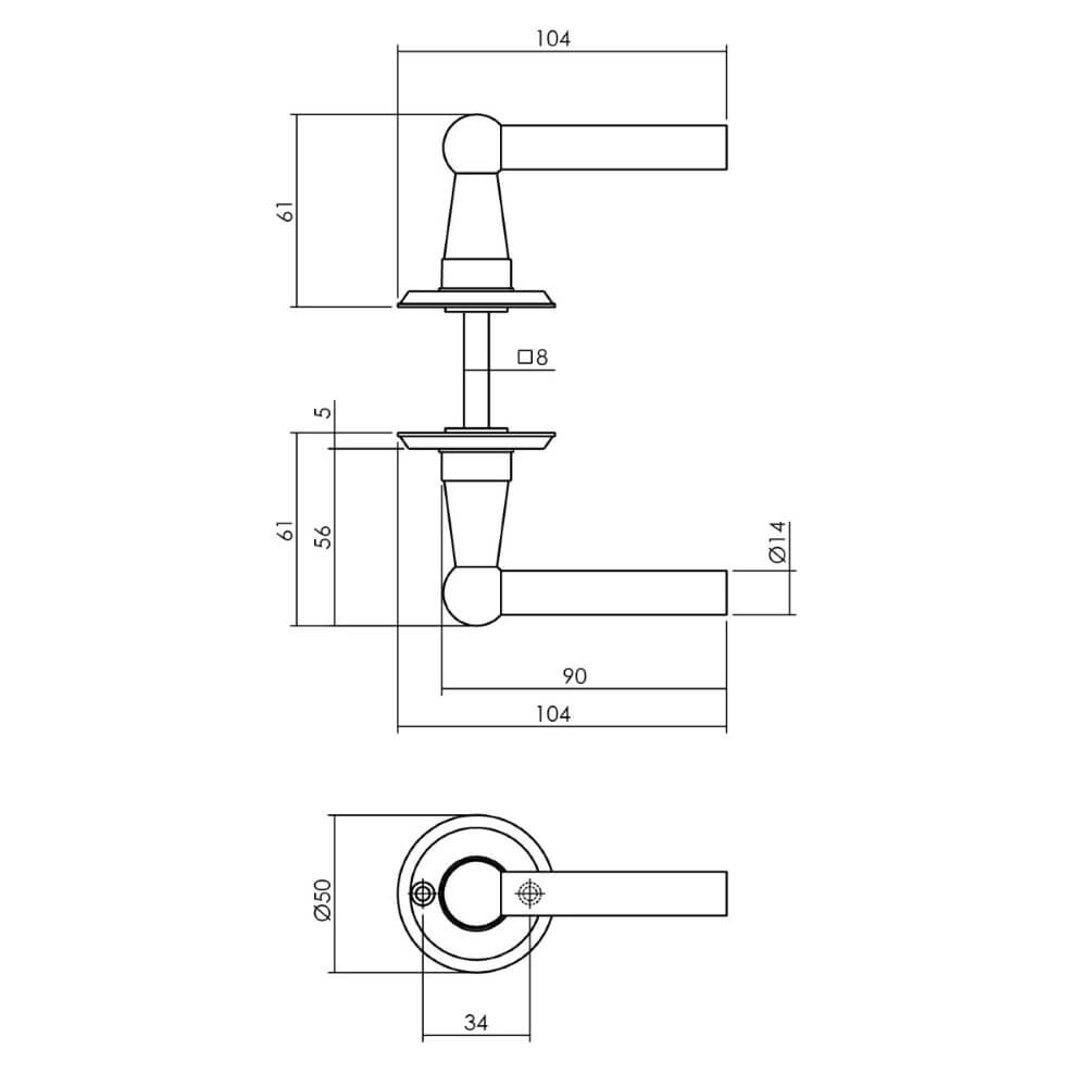 Deurklink Bol rond rozet zwart Intersteel 8714186556894
