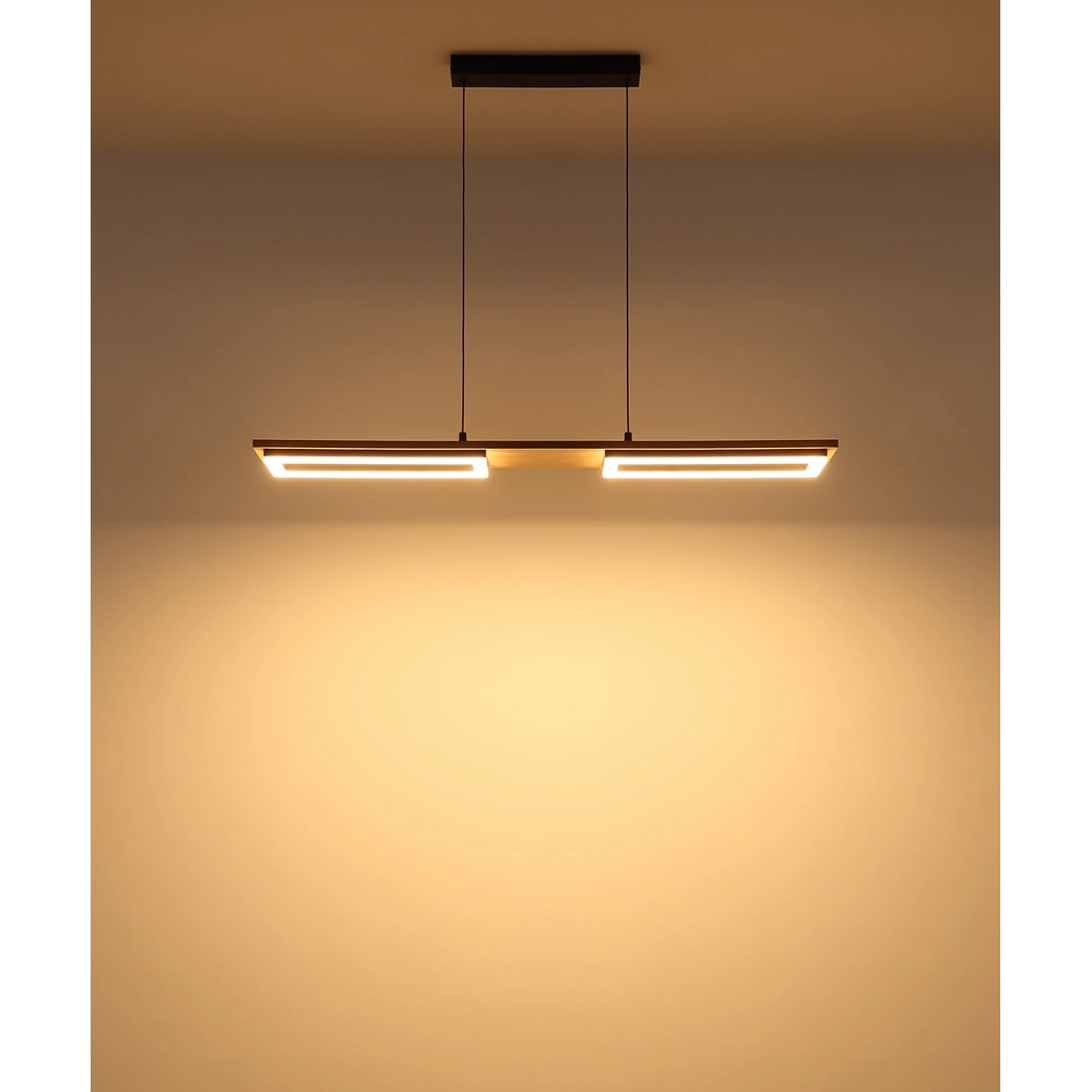 Design plafondlamp Bruce zwart met hout Globo 9007371592111