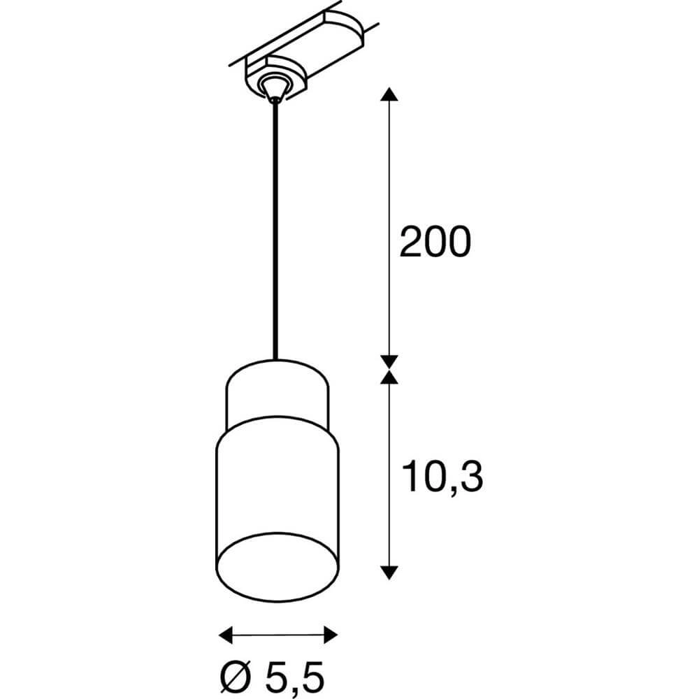 Pendel voor rail Puri 2.0 Tube zwart 3-fase SLV 4024163294515
