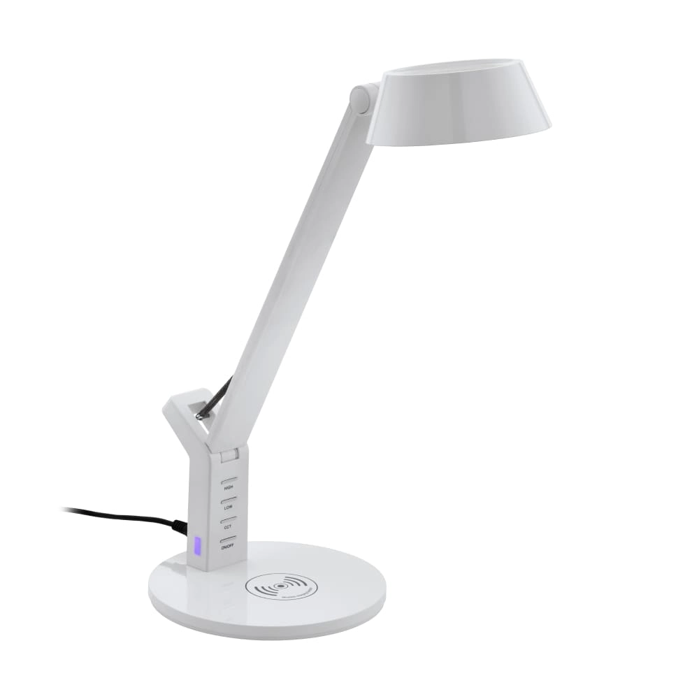 Witte bureaulamp Banderalo met oplaadpaneel