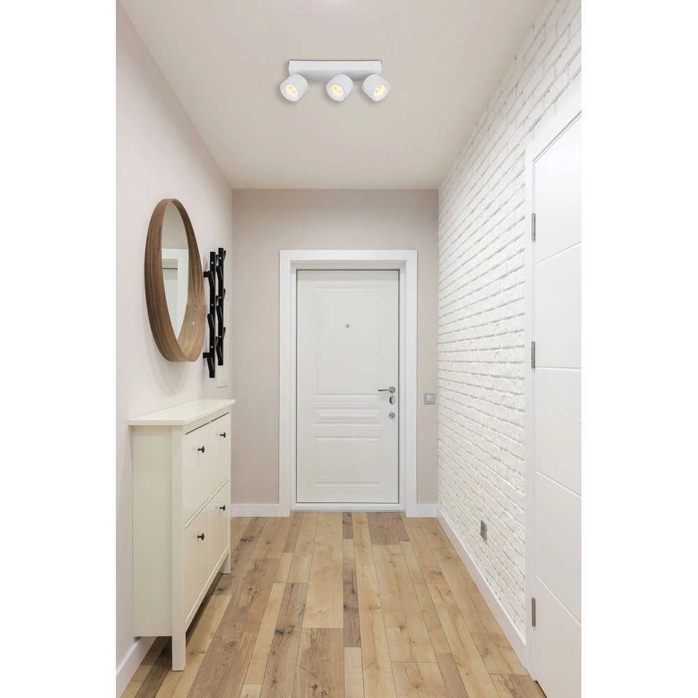 Strakke plafondlamp Rae 3-lichts wit Globo 9007371453641