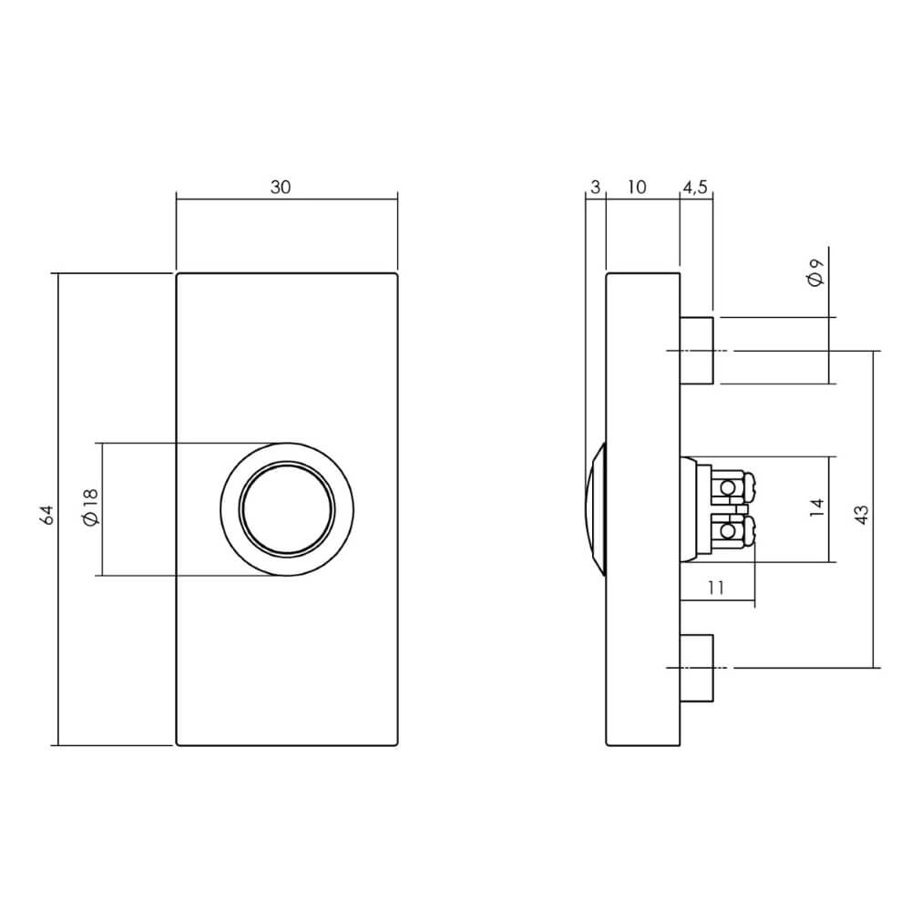Rechthoekige deurbel Chimea RVS Intersteel 8714186498620