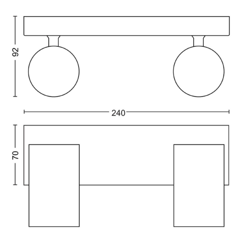 Witte plafondspot Kosipo 2-lichts Philips 8719514435230