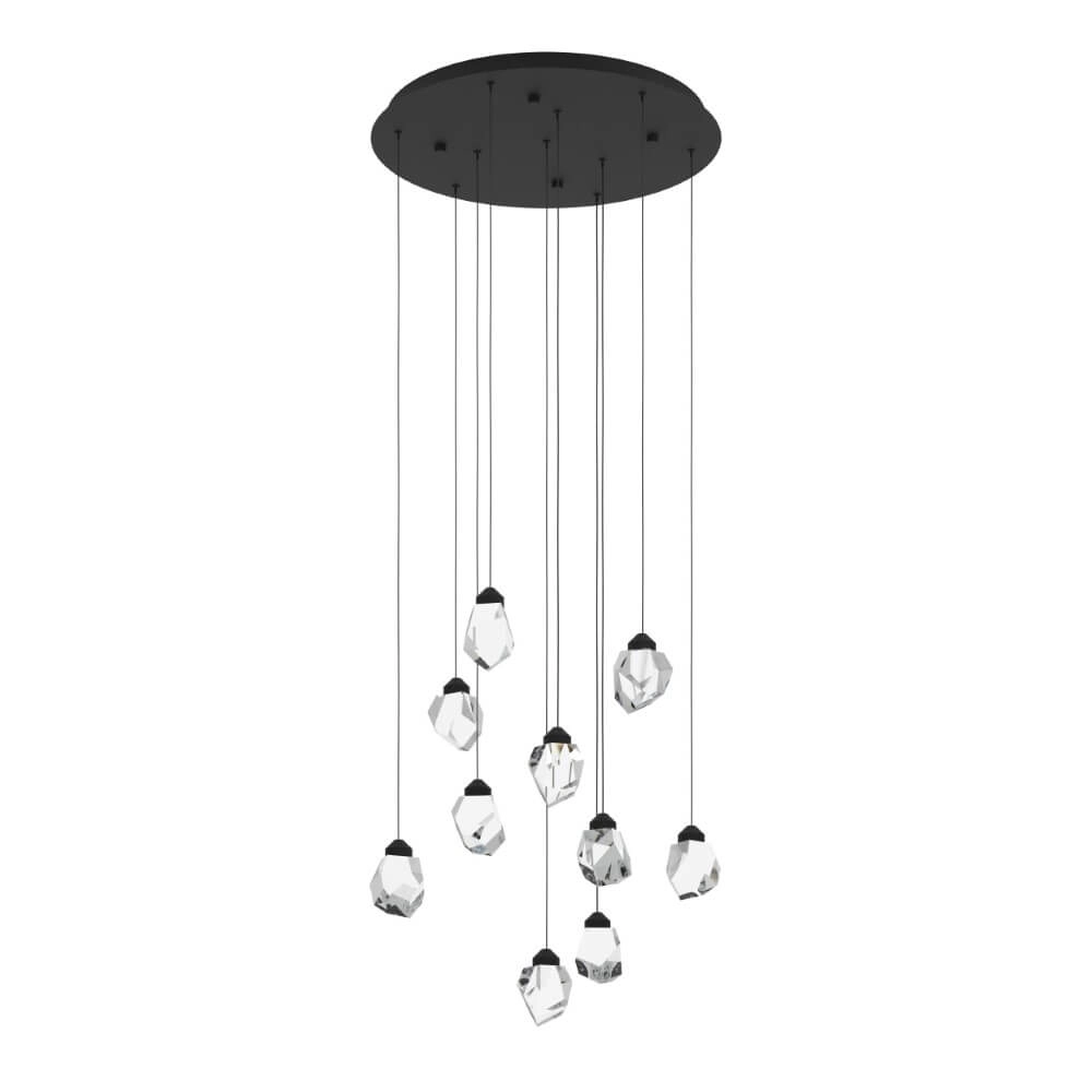 10-lichts hanglamp Sindicat zwart rond