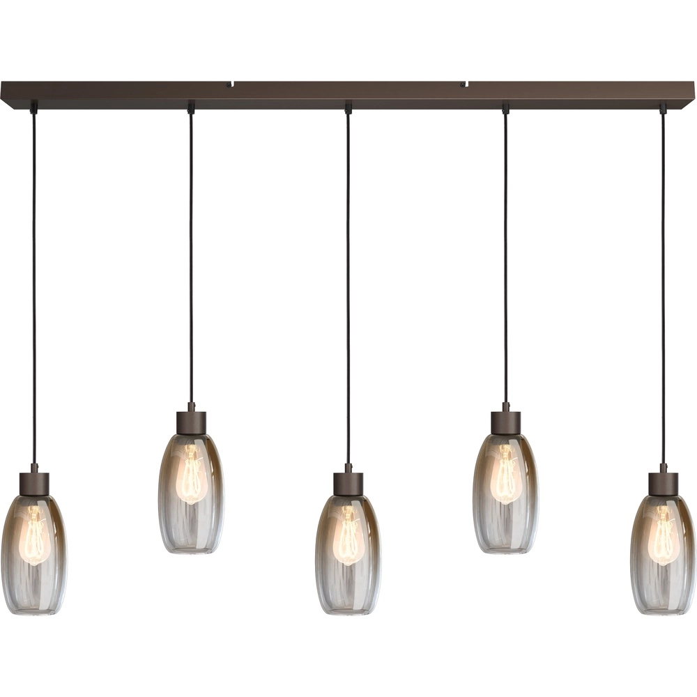 Glazen hanglamp Olive 5x Ø 12,5cm - cacao