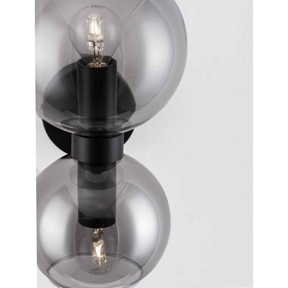 Wandlamp Palmer zwart met smoke glas Lyora 5212017430939