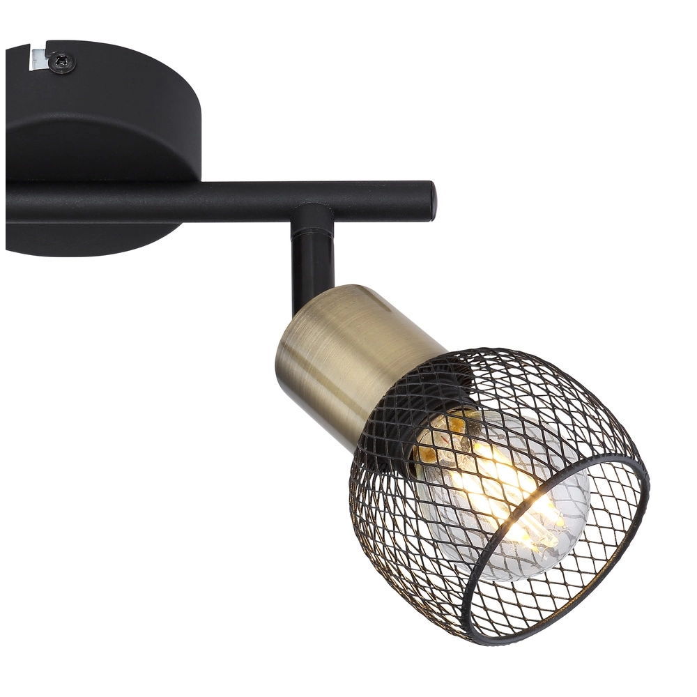Plafondlamp Fiastra 2-lichts zwart met gaas Globo 9007371415120
