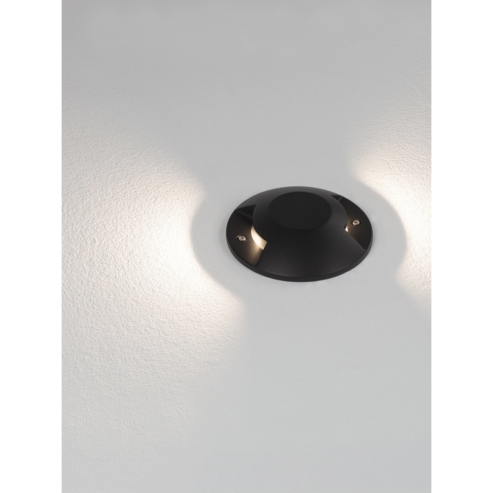 Platte opbouw grondspot Grado zwart - 12W Lyora 5212017497901