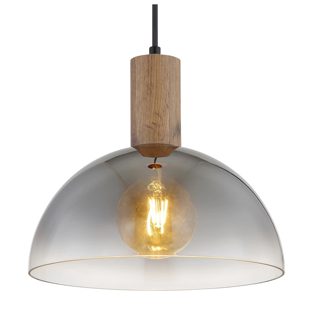Landelijke hanglamp Romy zwart met hout Globo 9007371580354
