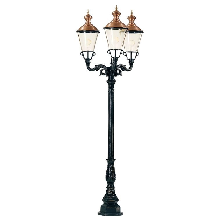 Nostalgische tuinlamp Parijs 3-lichts - zwart