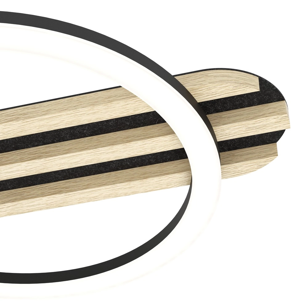 Moderne plafondlamp Cembrano zwart met hout 73cm Eglo 9008606388172