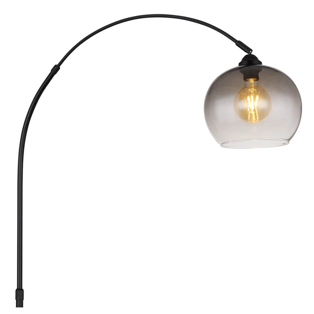 Zwarte booglamp Newcastle bol smoke glas Globo 9007371454228