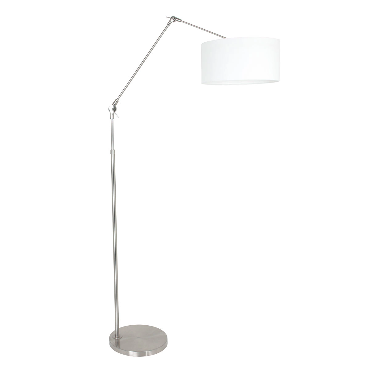 Vloer Leeslamp Prestige Chic RVS met 40cm wit linnen kap