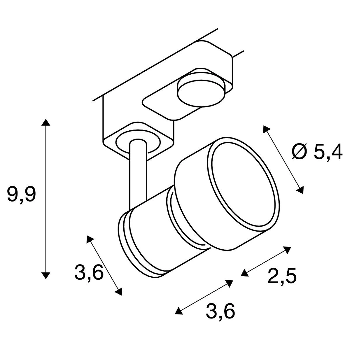 Railspot Puri GU10 3-fase 3,6cm grijs SLV 4024163127226
