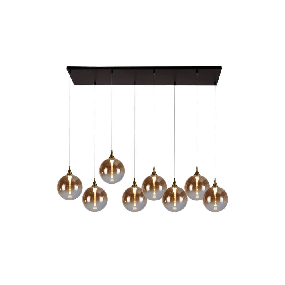 8-lichts hanglamp Alchemy amber glas