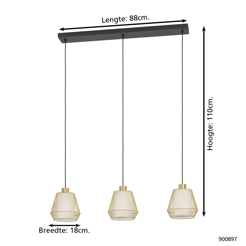 Gouden hanglamp Ciudadela eettafel - 3-lichts Eglo 9008606274680