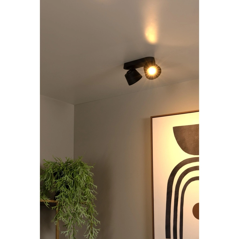 Plafondspot Trigono dubbel zwart Lucide 5411212093134