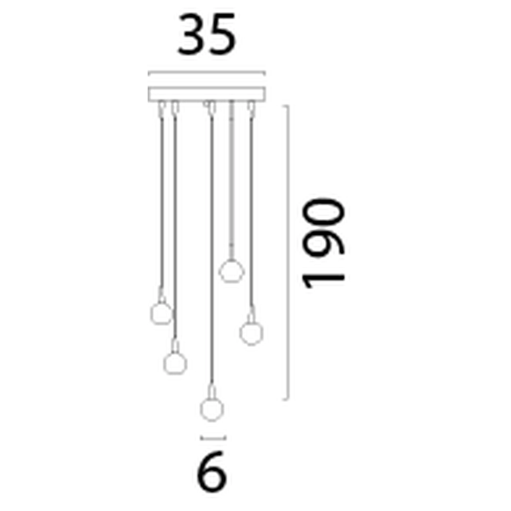 5-lichts hanglamp Talana cacao bruin Ø 35cm DTW Masterlight 8718121350103