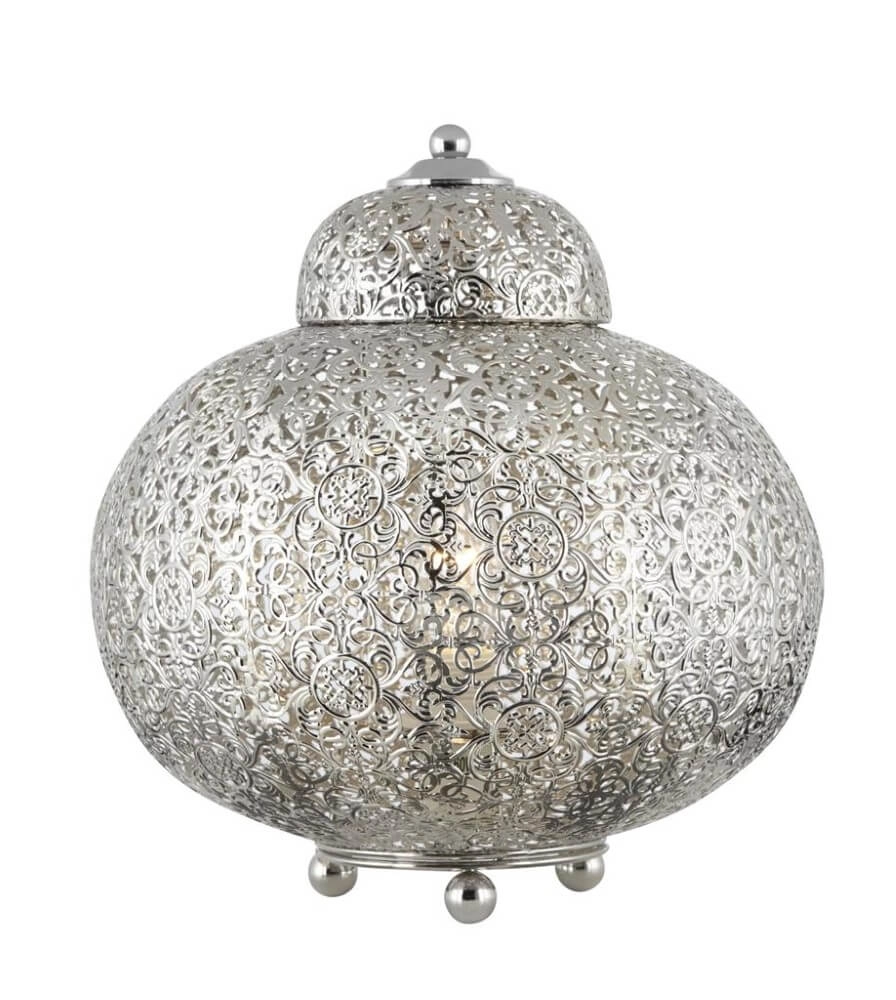 Marokaanse stijl tafellamp Fretwork RVS Searchlight 5053423025896