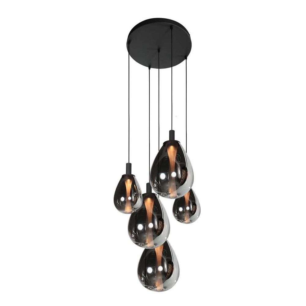 Hanglamp Glimsy 5-lichts zwart rond Steinhauer 8712746177961