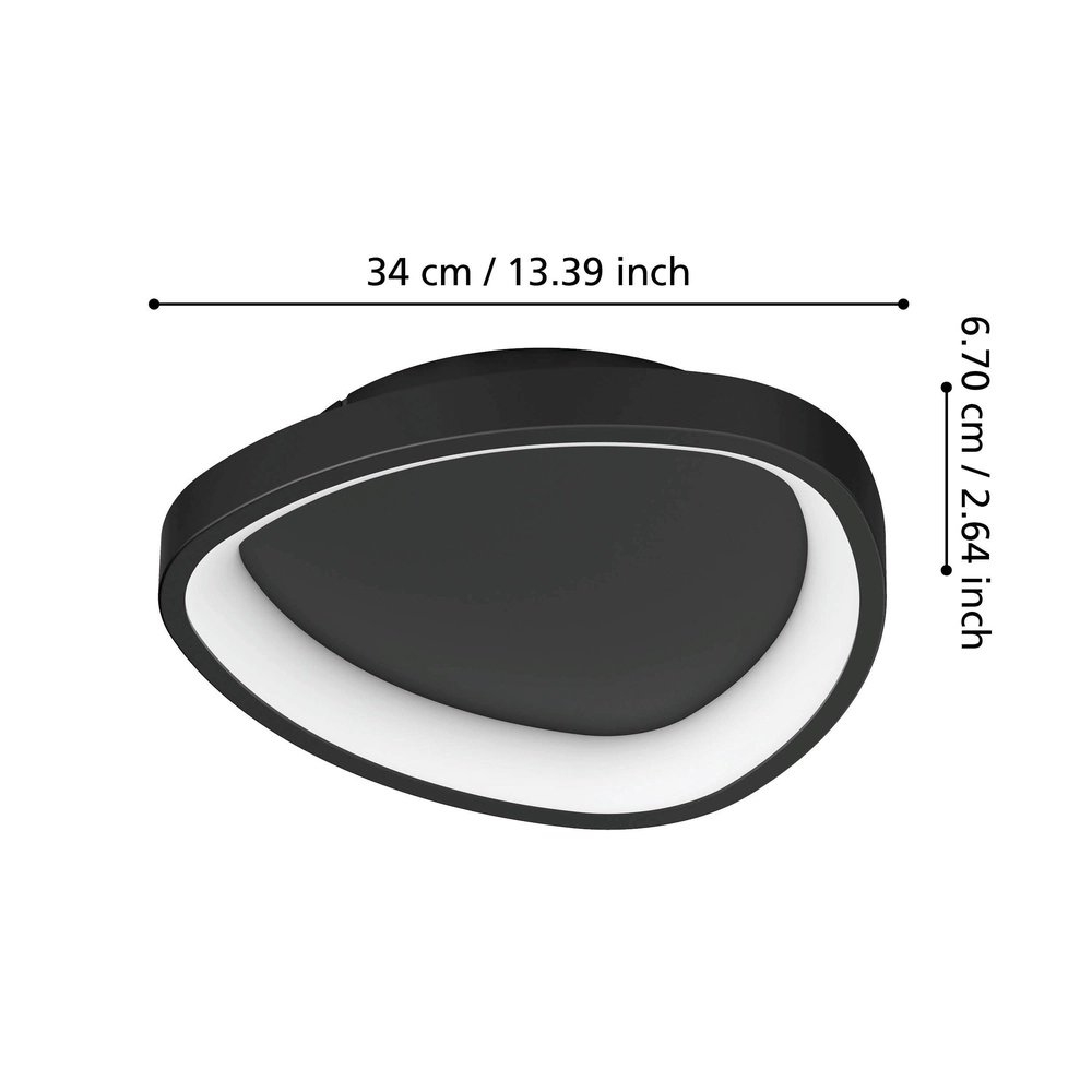 Moderne led plafondlamp Loretello zwart - Ø 35cm Eglo 9008606316434