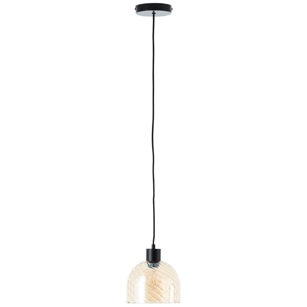 Hanglamp Casto zwart met amber glas Brilliant 4004353446863