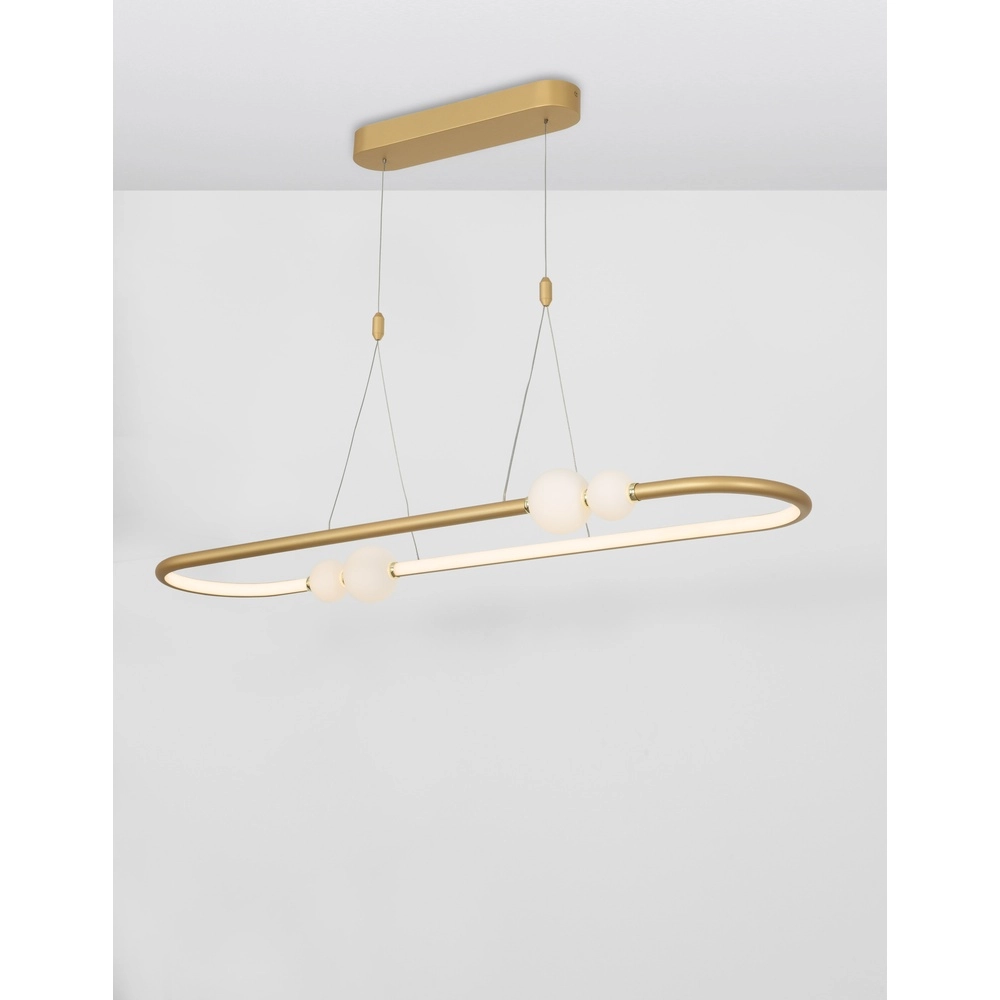 Hanglamp Celia goud met wit ovaal