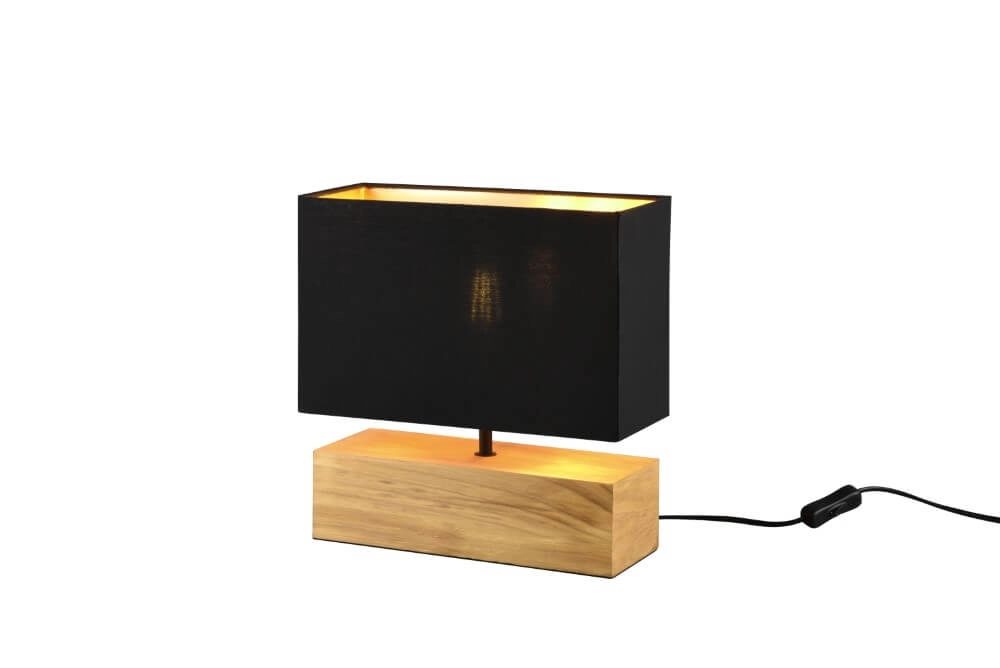 Zwarte tafellamp Woody met stoffen kap
