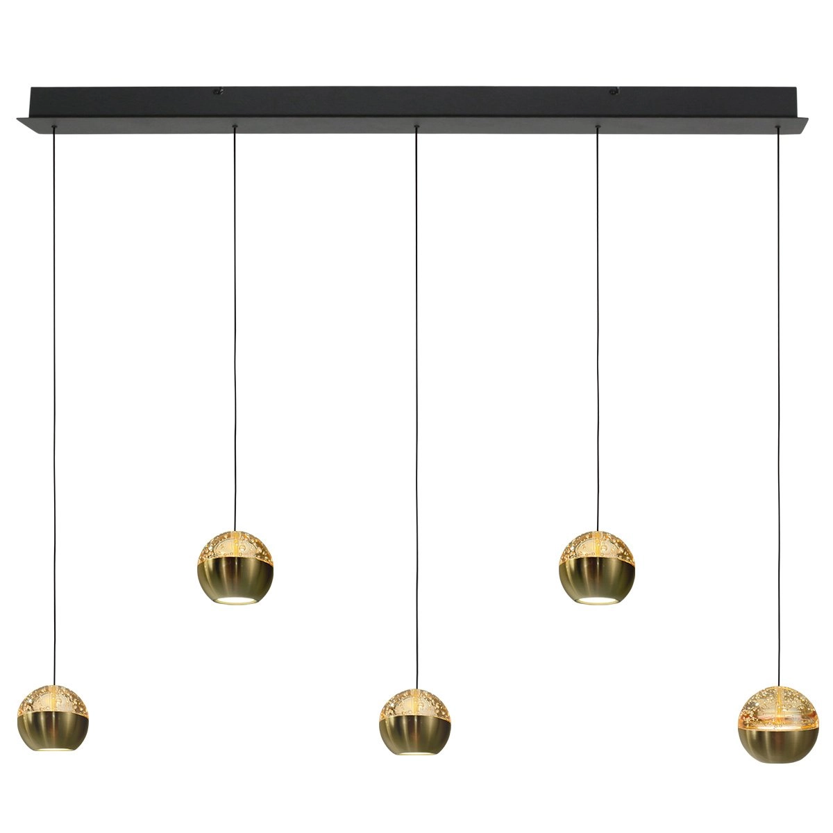 5-licht eettafel hanglamp Belluno led - messing goud met glas Steinhauer 8712746183894